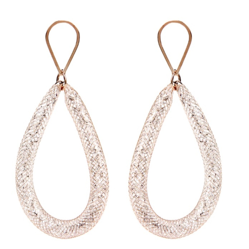 Amrita Singh Crystal Mesh Teardrop Earrings, Rose